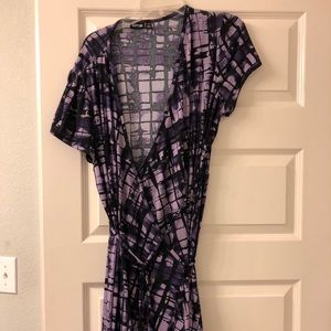 Black and Purple Wrap Dress